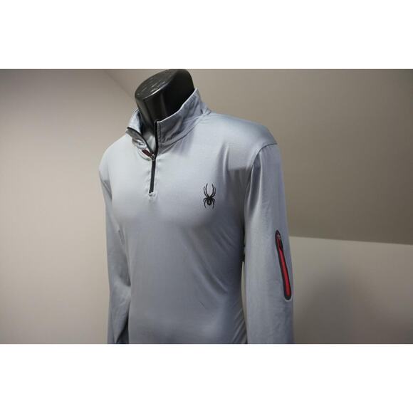Spyder ProWeb Athletic Jacket 1/4 Zip Performance Gray Mens Medium TALL MT - Picture 3 of 10